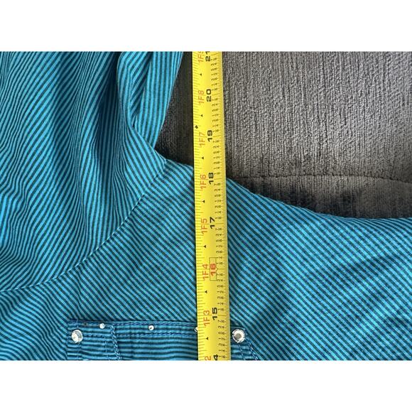 Roar Women’s Western Blue Shirt - Sequined And Pearl Snaps, See Notes - Picture 13 of 14